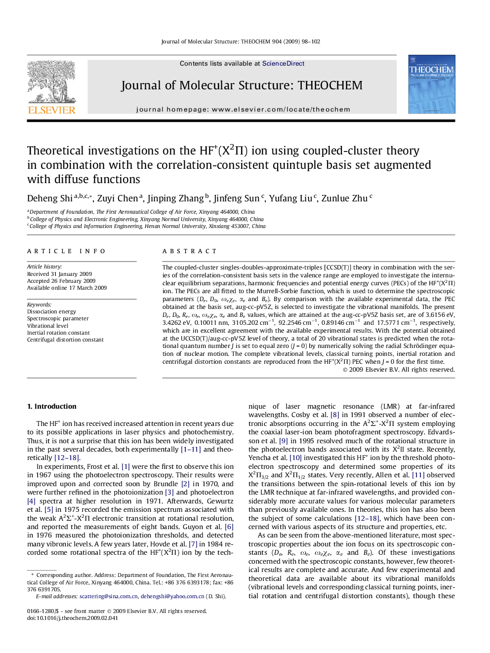 Theoretical investigations on the HF+(X2Î ) ion using coupled-cluster theory in combination with the correlation-consistent quintuple basis set augmented with diffuse functions