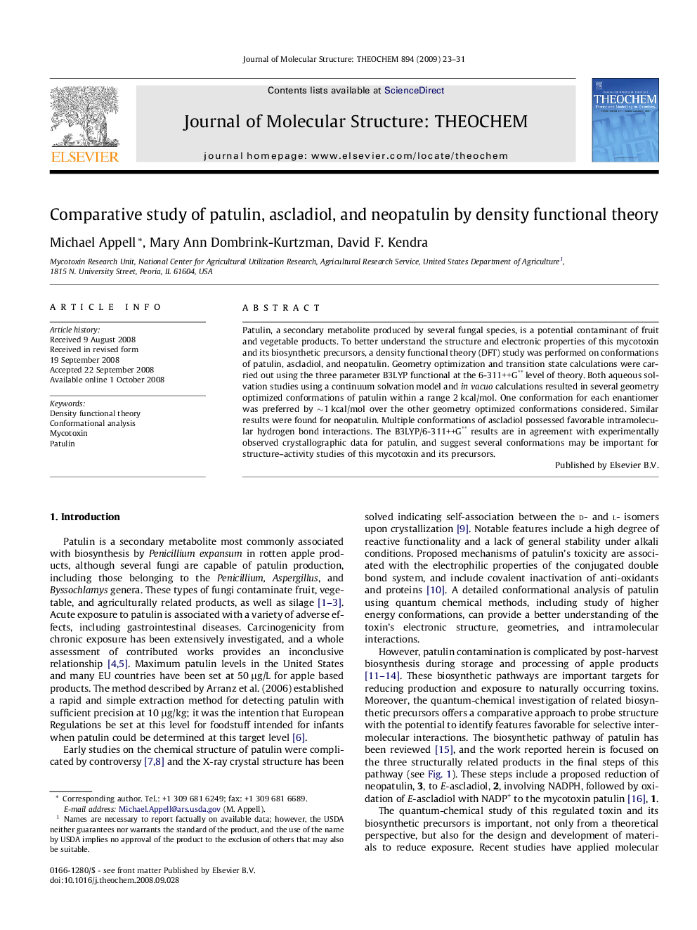 Comparative study of patulin, ascladiol, and neopatulin by density functional theory