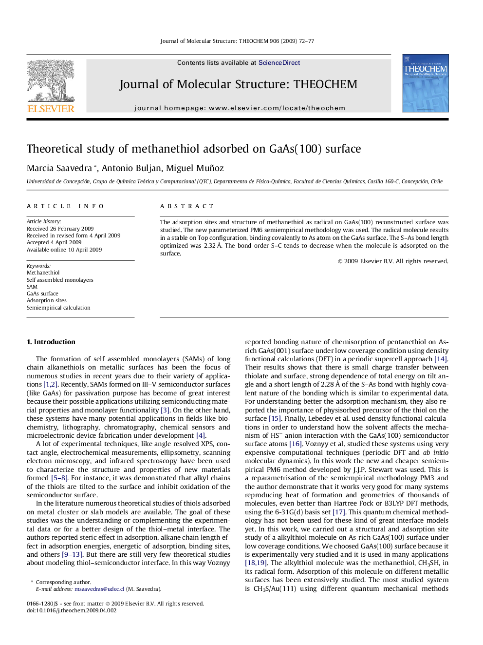 Theoretical study of methanethiol adsorbed on GaAs(100) surface