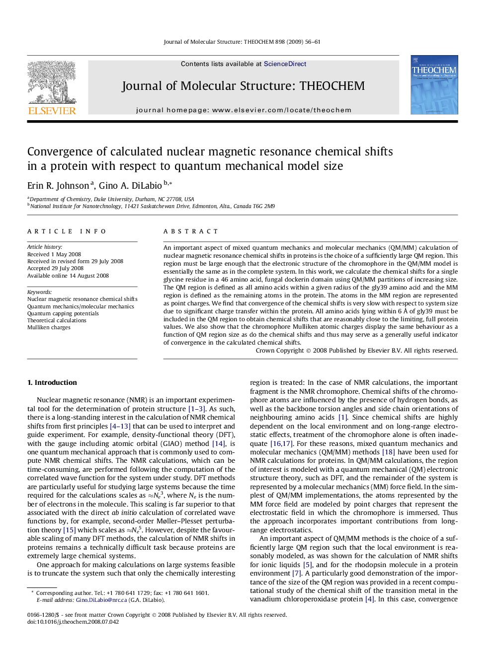 Convergence of calculated nuclear magnetic resonance chemical shifts in a protein with respect to quantum mechanical model size