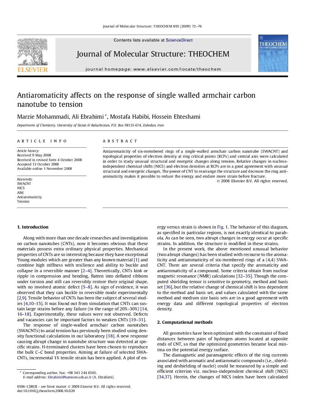 Antiaromaticity affects on the response of single walled armchair carbon nanotube to tension