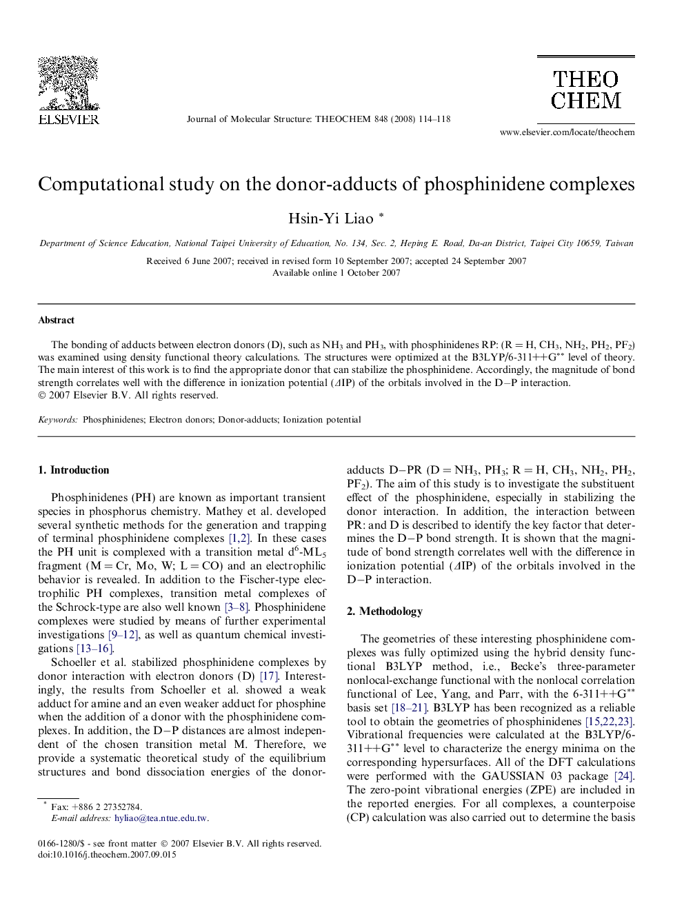 Computational study on the donor-adducts of phosphinidene complexes