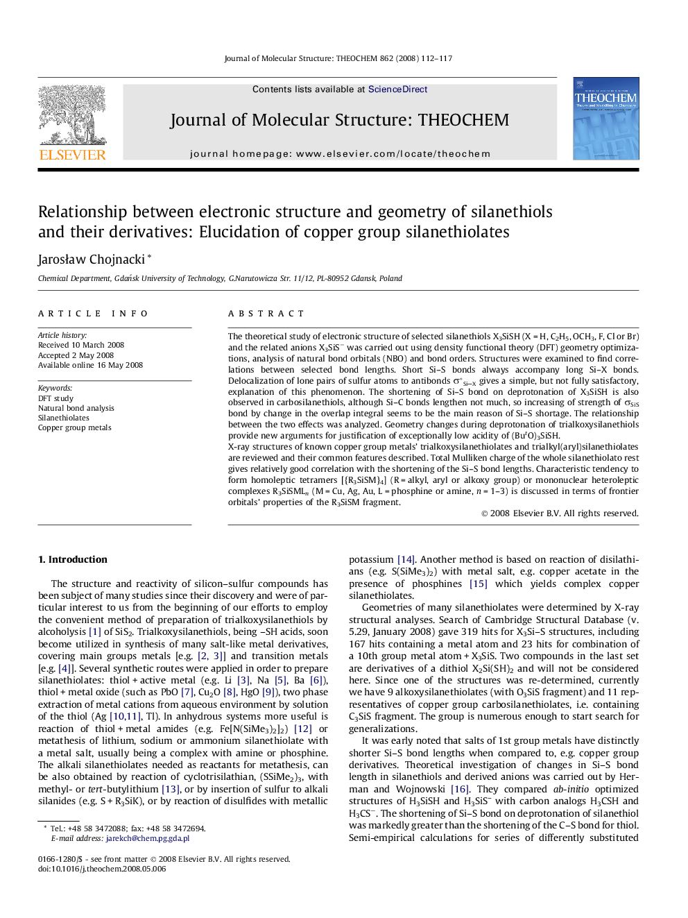 Relationship between electronic structure and geometry of silanethiols and their derivatives: Elucidation of copper group silanethiolates