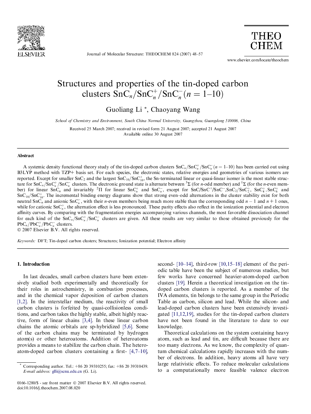 Structures and properties of the tin-doped carbon clusters SnCn/SnCn+/SnCn-(n=1-10)