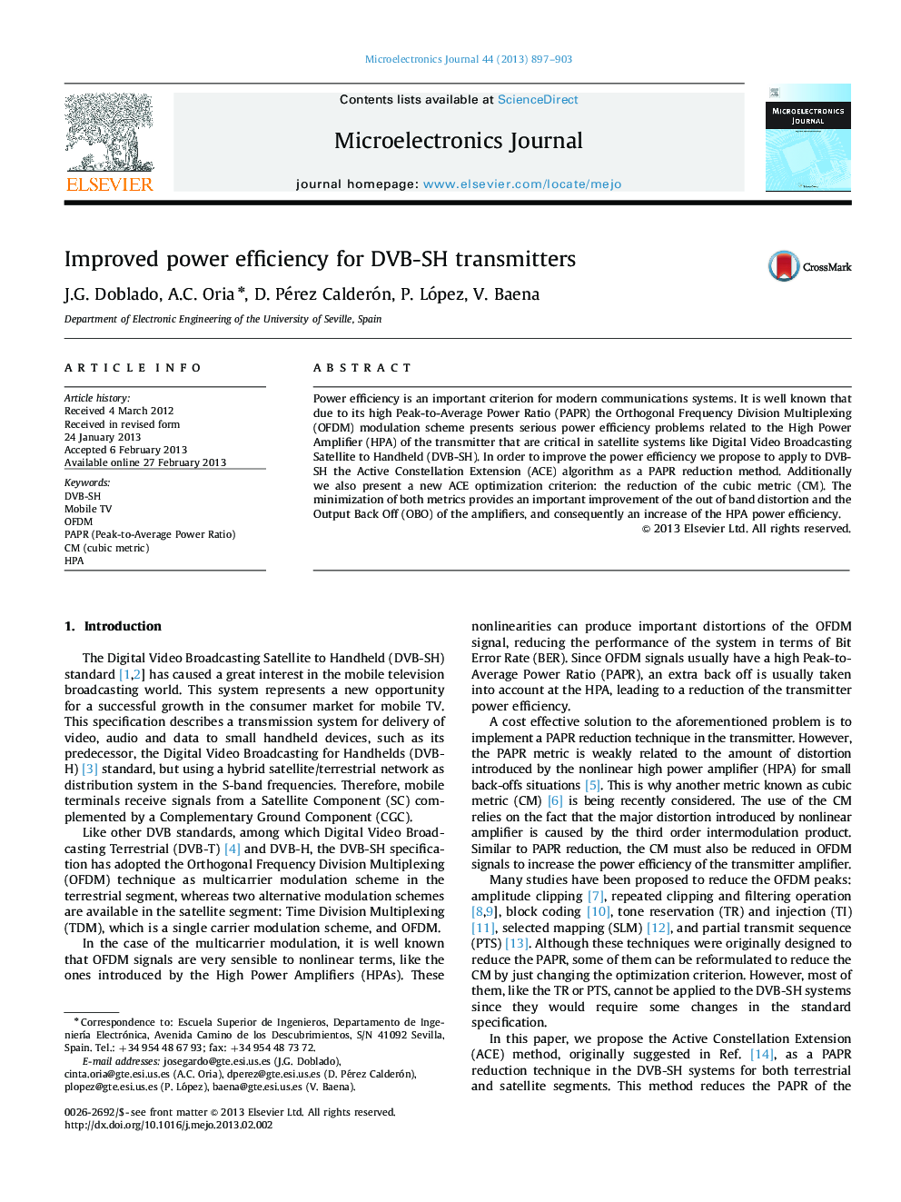 Improved power efficiency for DVB-SH transmitters