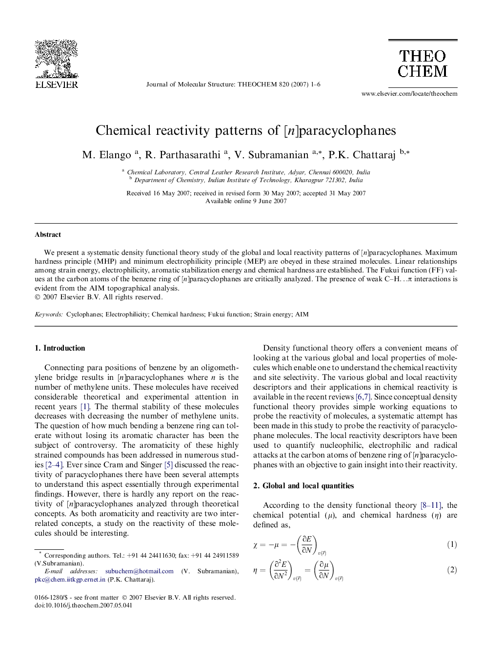 Chemical reactivity patterns of [n]paracyclophanes