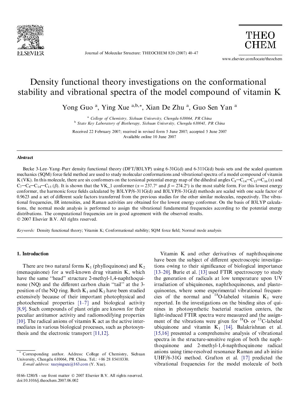 Density functional theory investigations on the conformational stability and vibrational spectra of the model compound of vitamin K