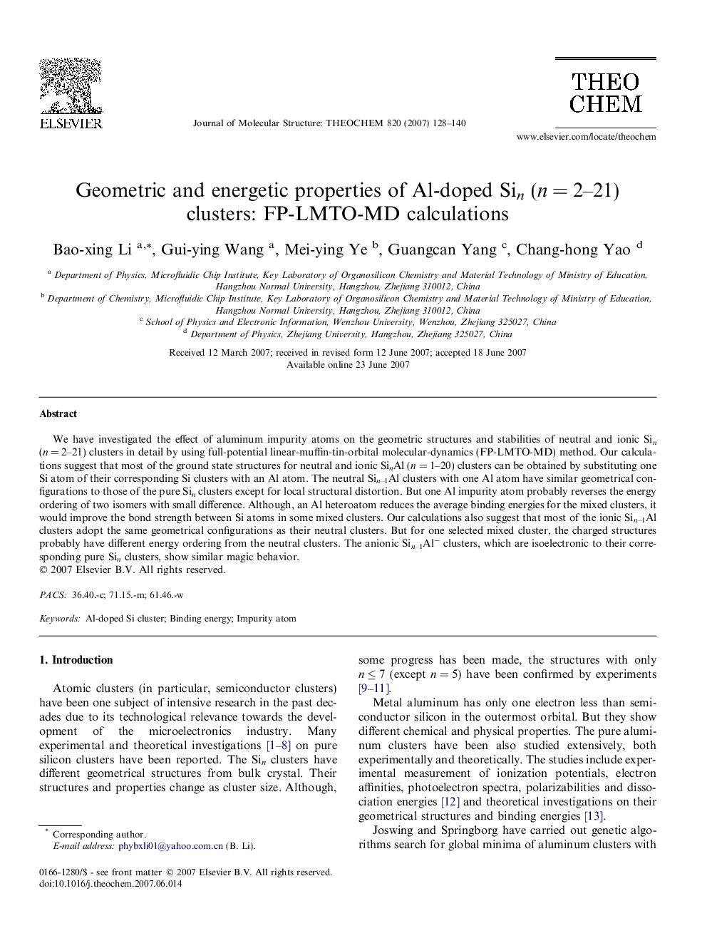 Geometric and energetic properties of Al-doped Sin (nÂ =Â 2-21) clusters: FP-LMTO-MD calculations