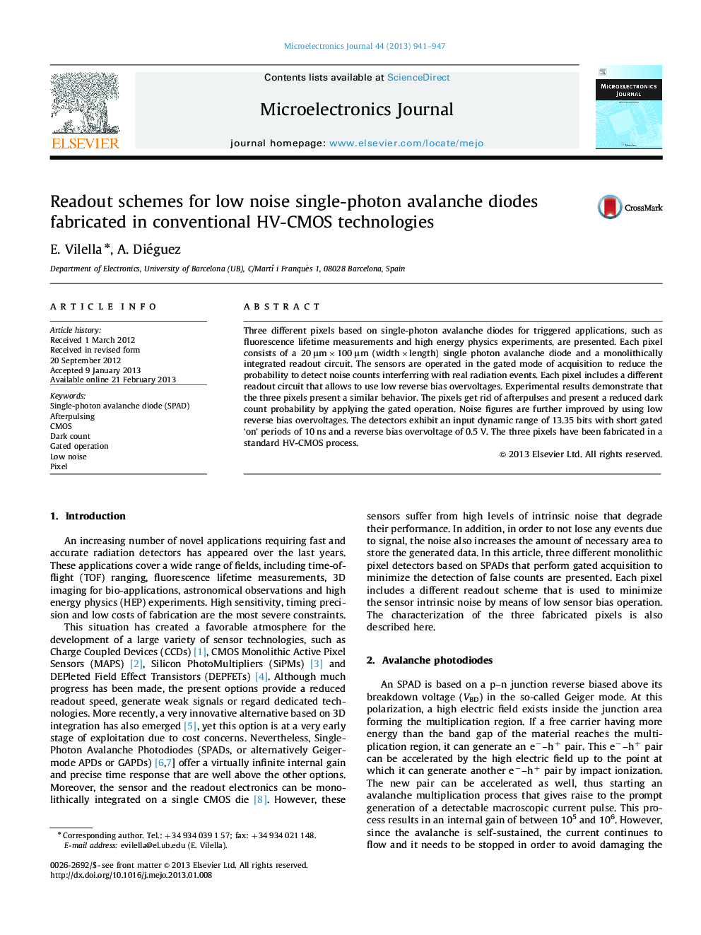 Readout schemes for low noise single-photon avalanche diodes fabricated in conventional HV-CMOS technologies