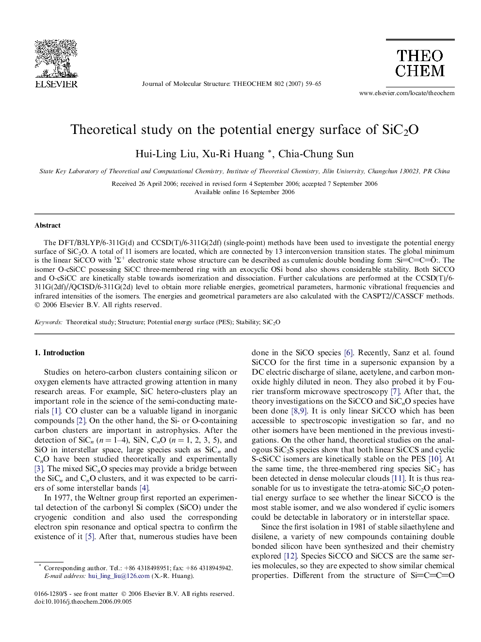 Theoretical study on the potential energy surface of SiC2O
