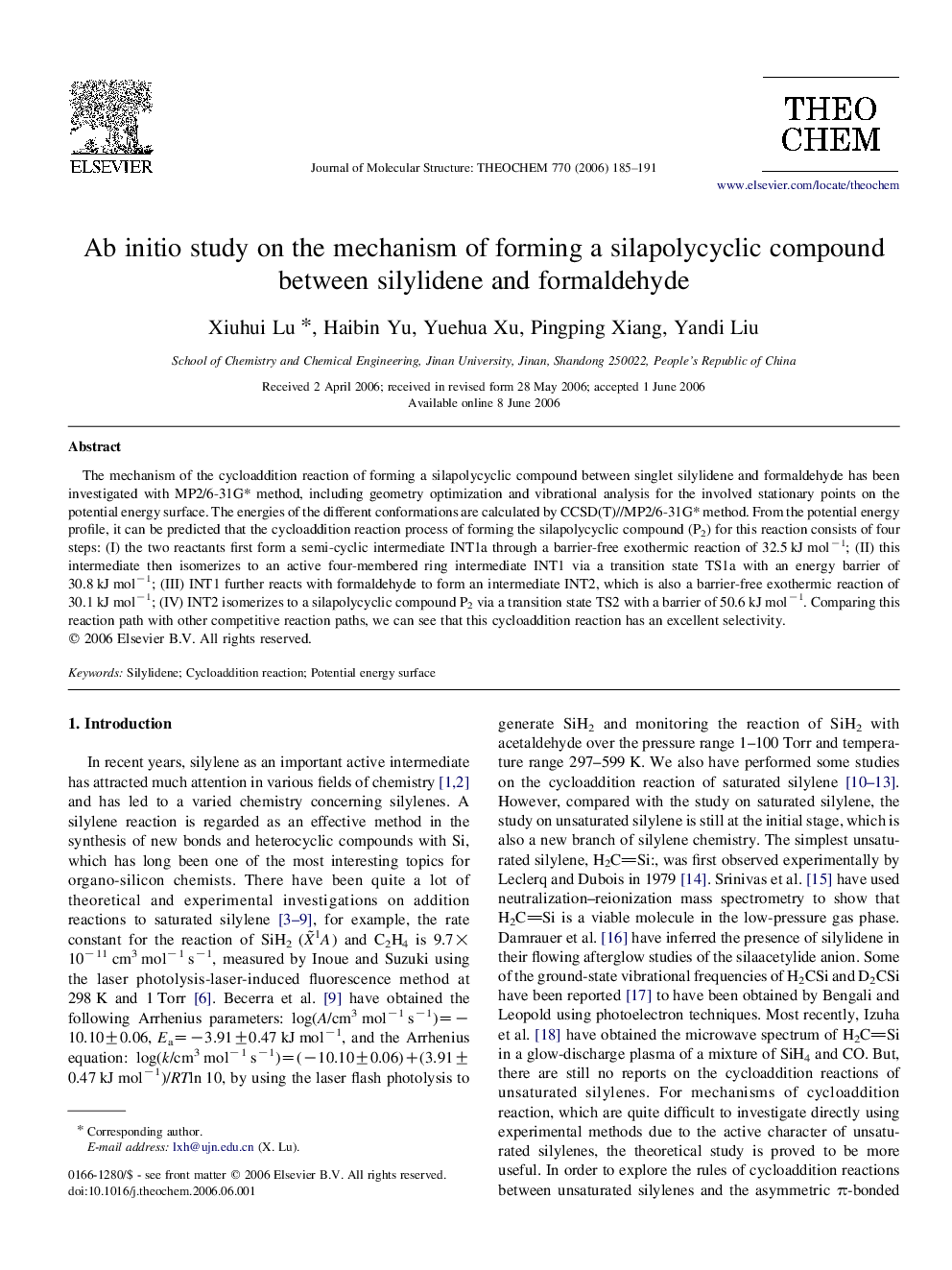 Ab initio study on the mechanism of forming a silapolycyclic compound between silylidene and formaldehyde