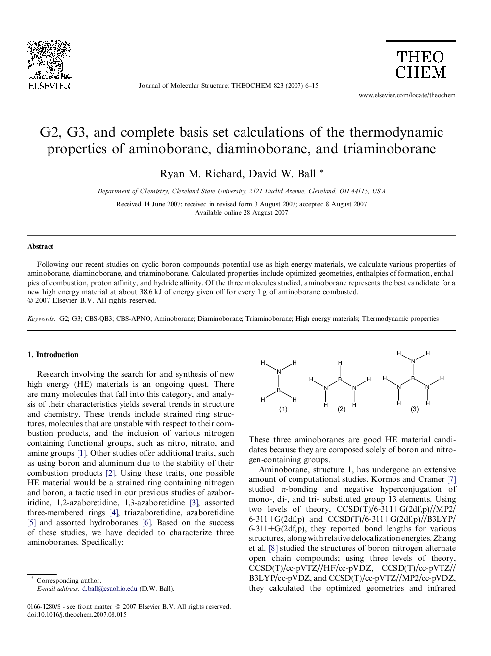 G2, G3, and complete basis set calculations of the thermodynamic properties of aminoborane, diaminoborane, and triaminoborane