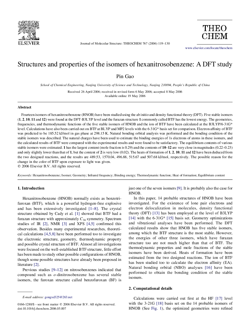 Structures and properties of the isomers of hexanitrosobenzene: A DFT study