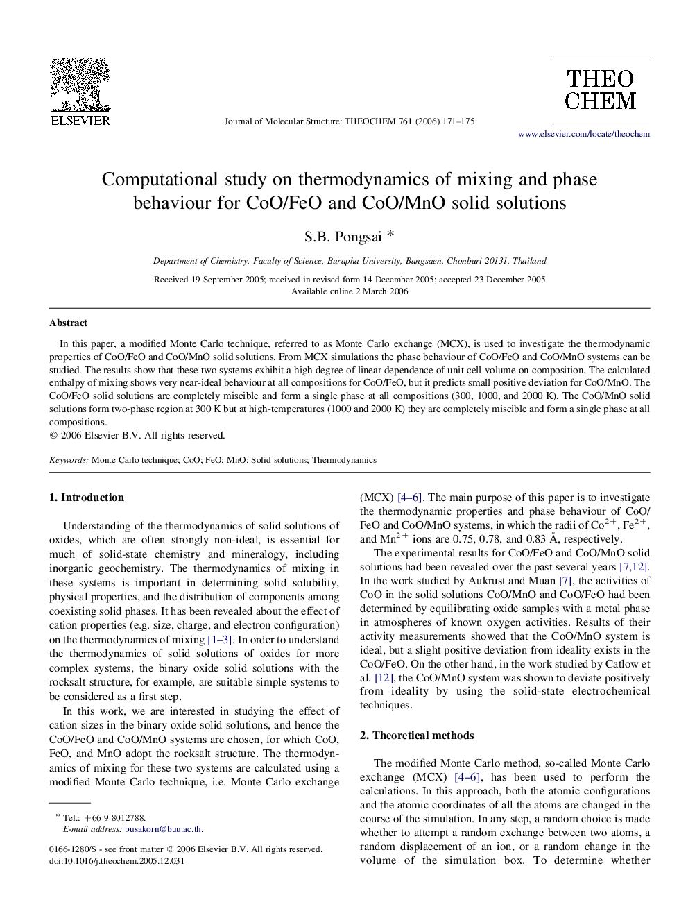 Computational study on thermodynamics of mixing and phase behaviour for CoO/FeO and CoO/MnO solid solutions