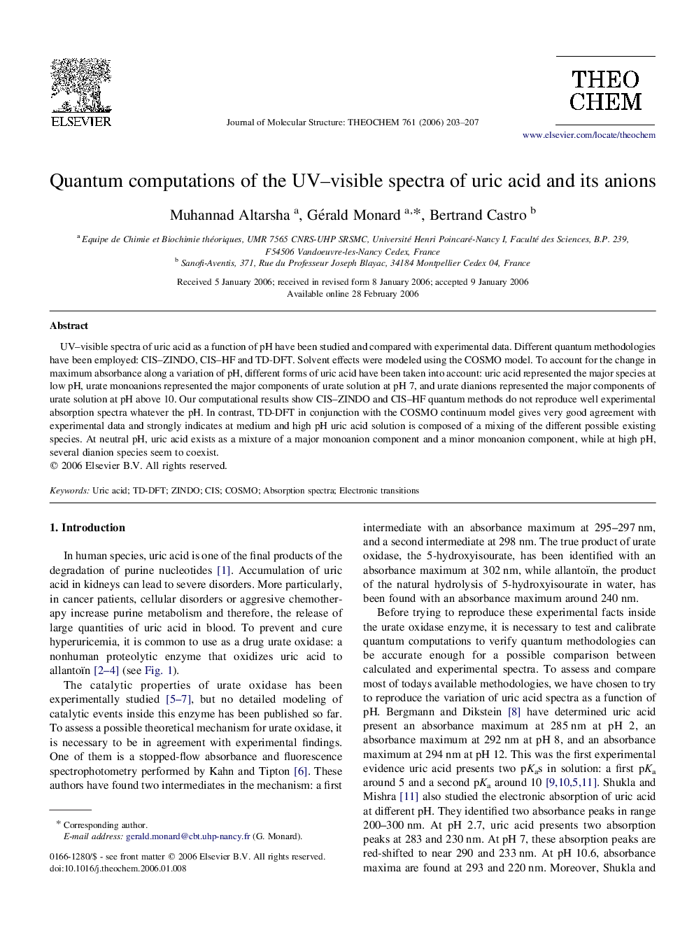 Quantum computations of the UV-visible spectra of uric acid and its anions