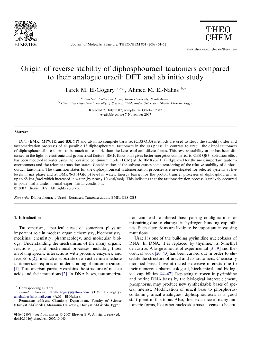 Origin of reverse stability of diphosphouracil tautomers compared to their analogue uracil: DFT and ab initio study