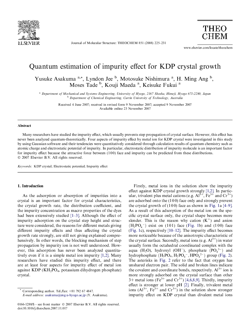 Quantum estimation of impurity effect for KDP crystal growth