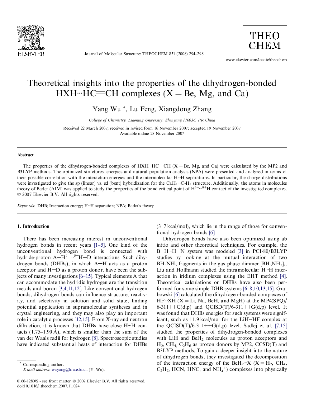 Theoretical insights into the properties of the dihydrogen-bonded HXHÂ·Â·Â·HCCH complexes (XÂ =Â Be, Mg, and Ca)