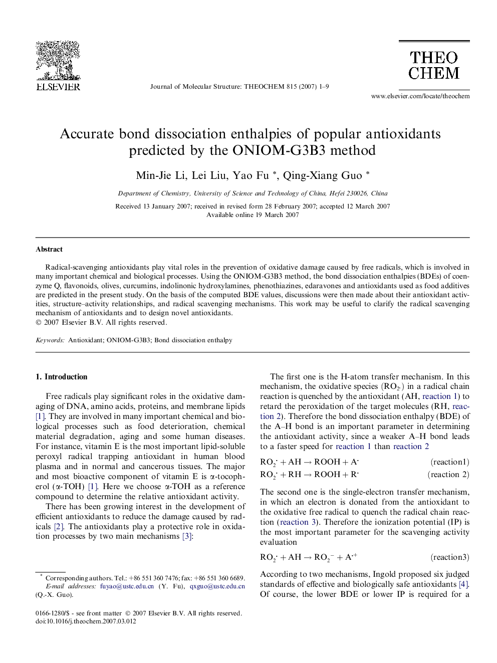 Accurate bond dissociation enthalpies of popular antioxidants predicted by the ONIOM-G3B3 method