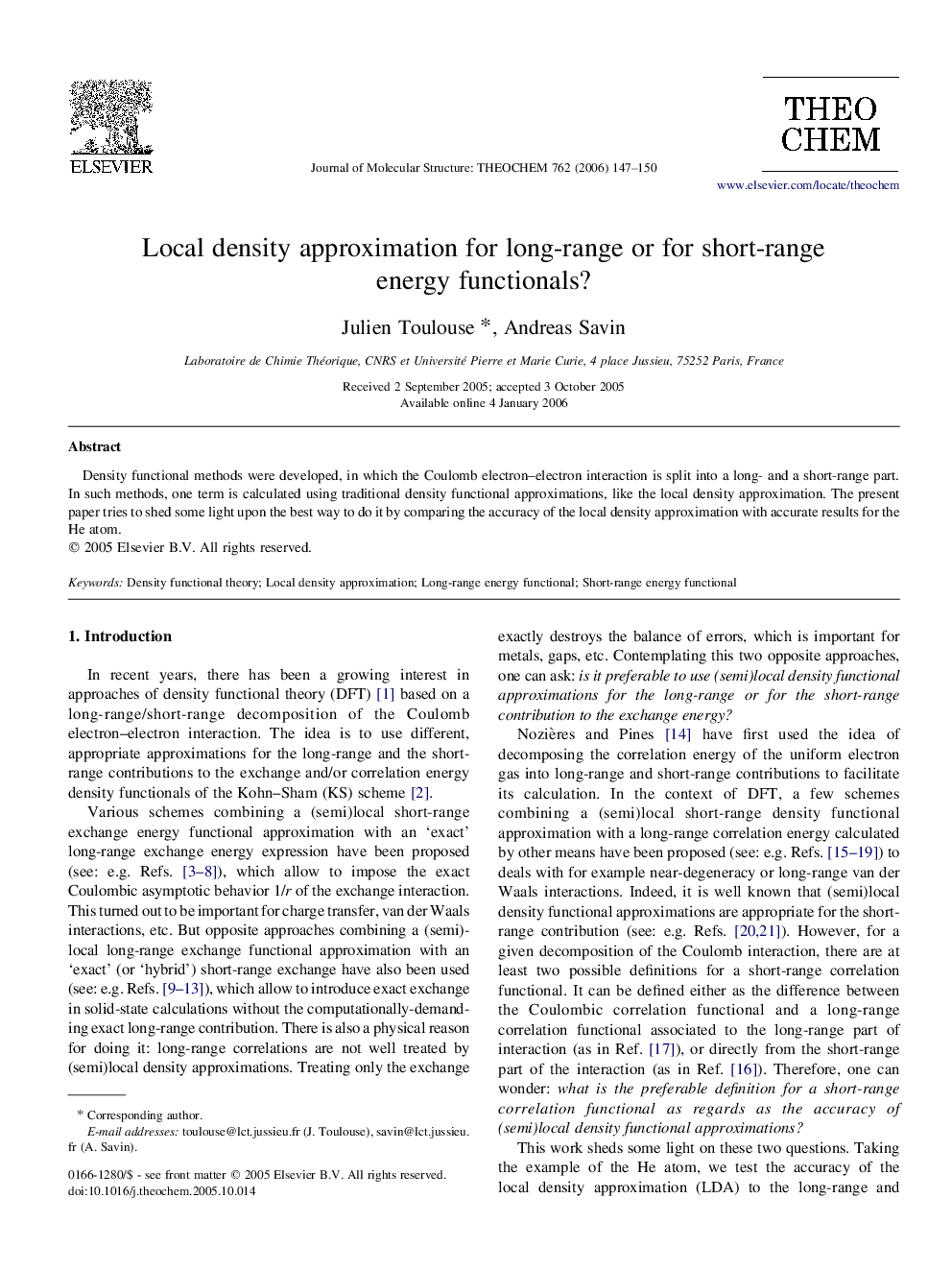 Local density approximation for long-range or for short-range energy functionals?