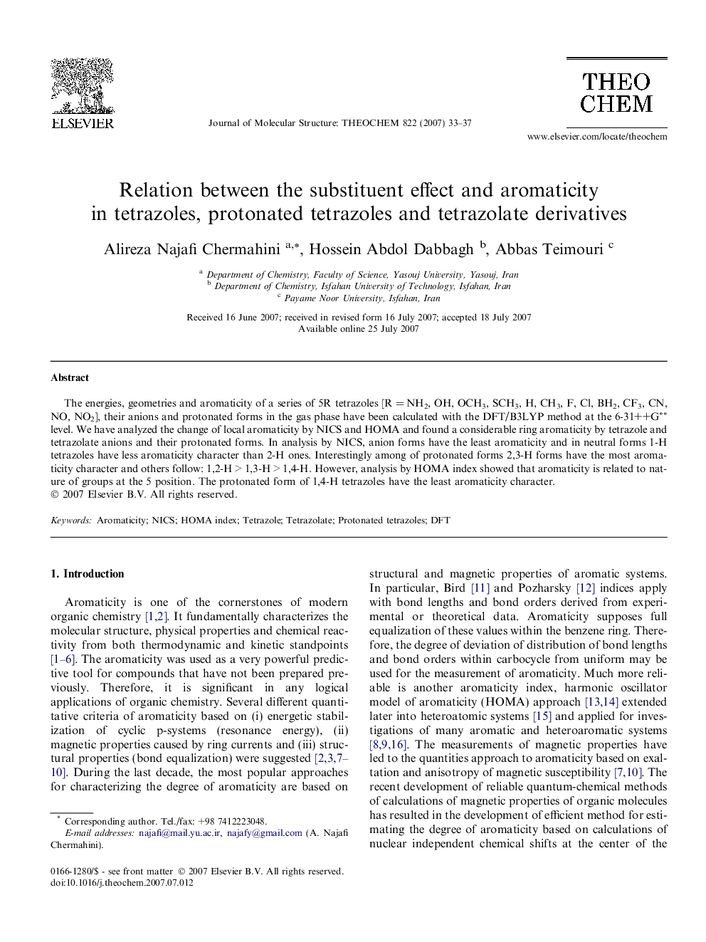 Relation between the substituent effect and aromaticity in tetrazoles, protonated tetrazoles and tetrazolate derivatives