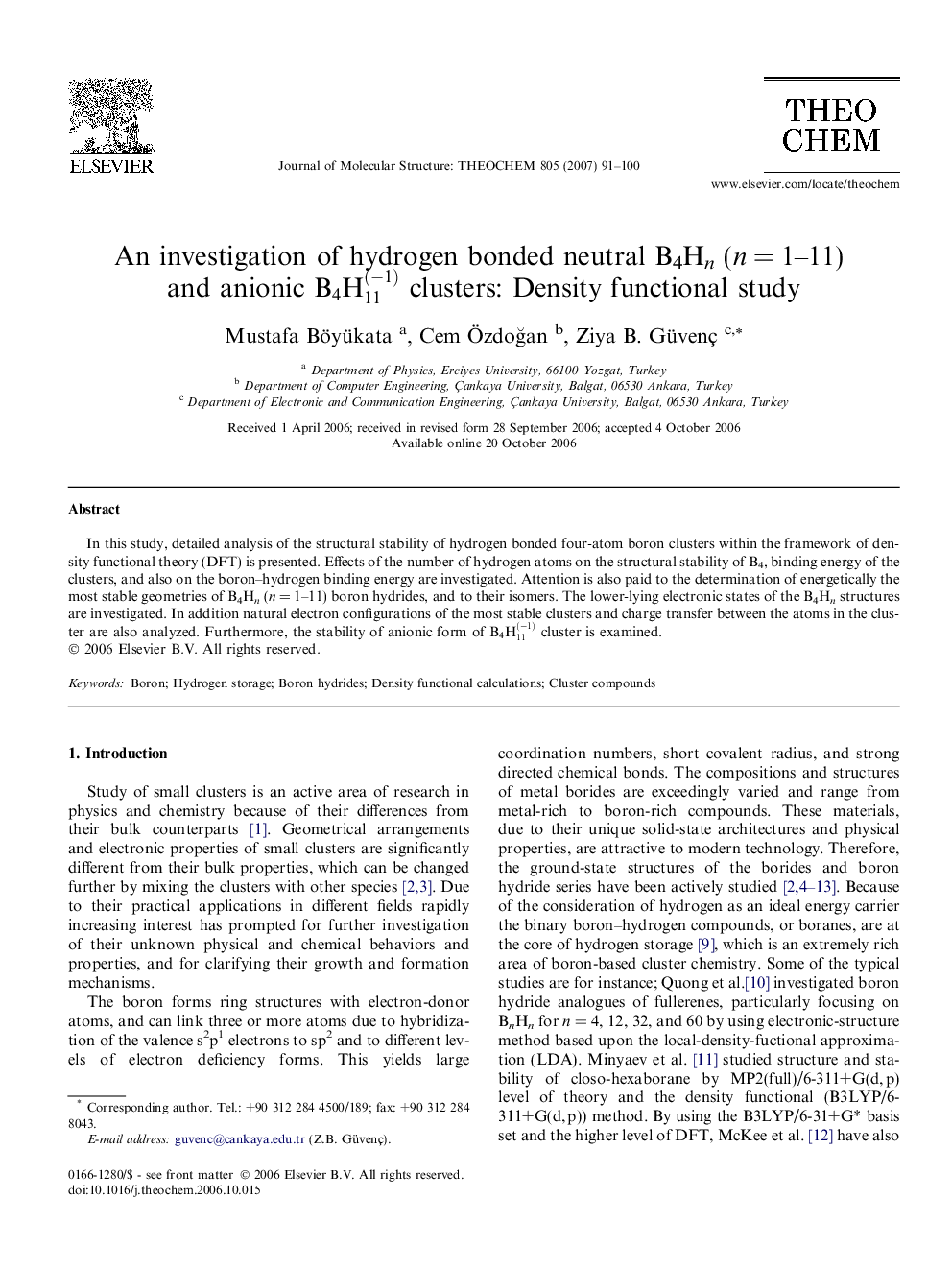 An investigation of hydrogen bonded neutral B4Hn (nÂ =Â 1-11) and anionic B4H11(-1) clusters: Density functional study