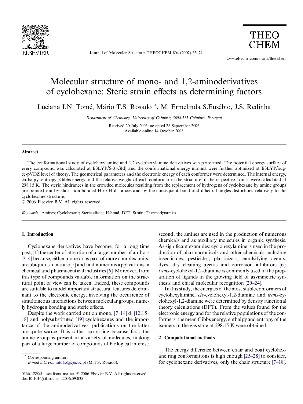 Molecular structure of mono- and 1,2-aminoderivatives of cyclohexane: Steric strain effects as determining factors