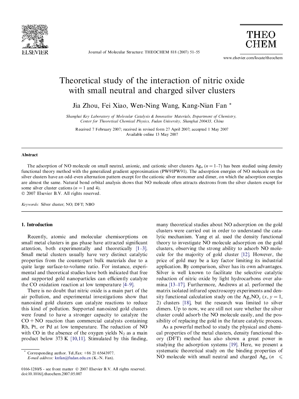 Theoretical study of the interaction of nitric oxide with small neutral and charged silver clusters