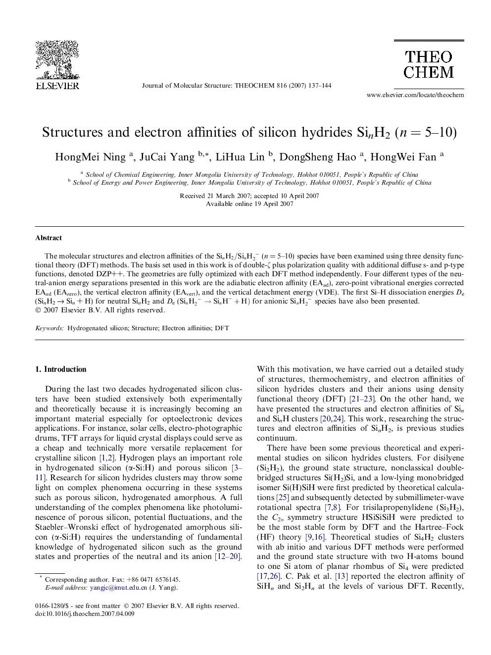 Structures and electron affinities of silicon hydrides SinH2 (nÂ =Â 5-10)