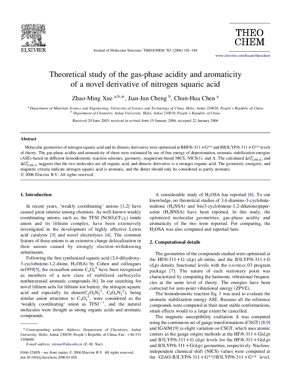 Theoretical study of the gas-phase acidity and aromaticity of a novel derivative of nitrogen squaric acid