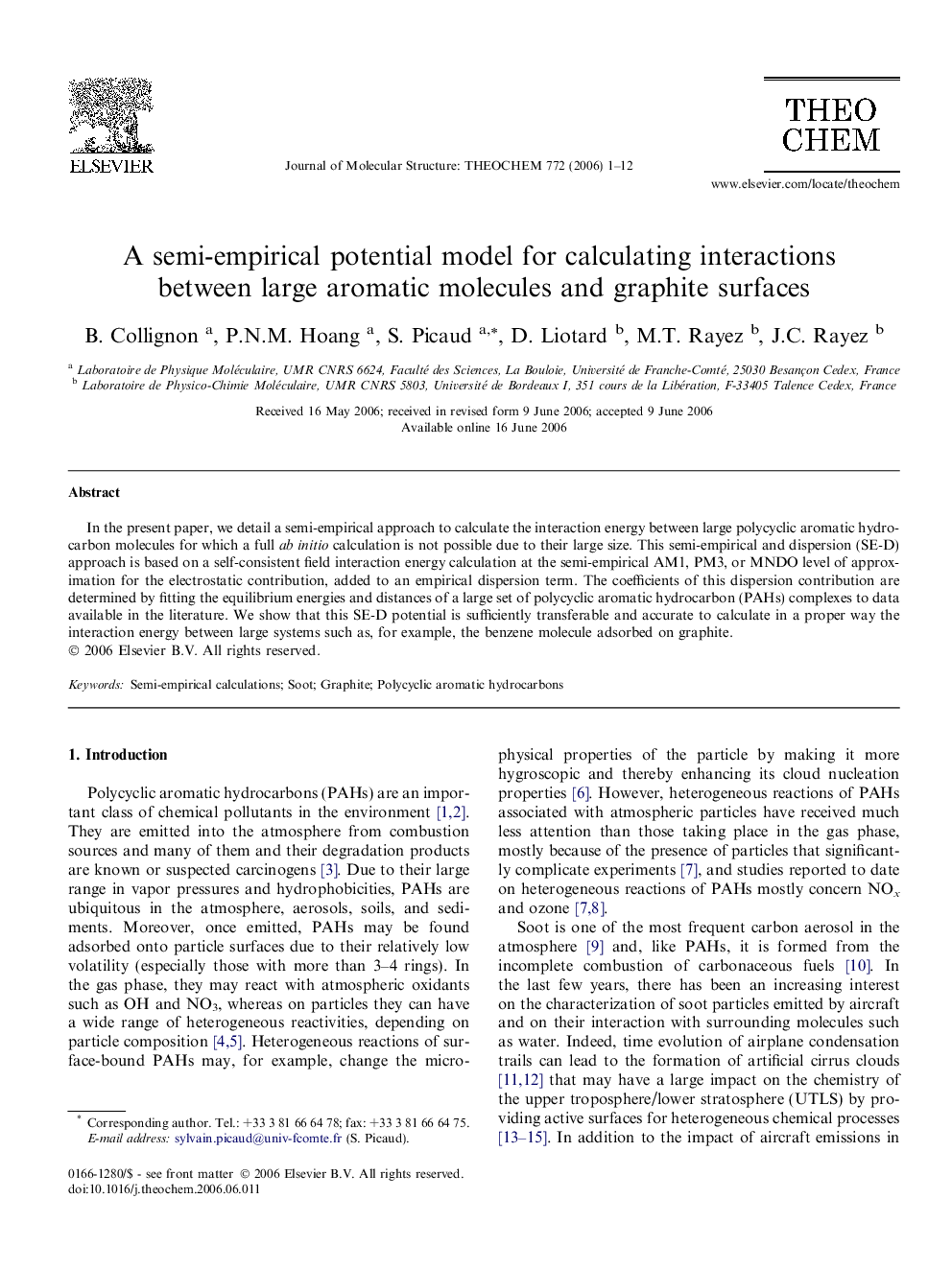 A semi-empirical potential model for calculating interactions between large aromatic molecules and graphite surfaces