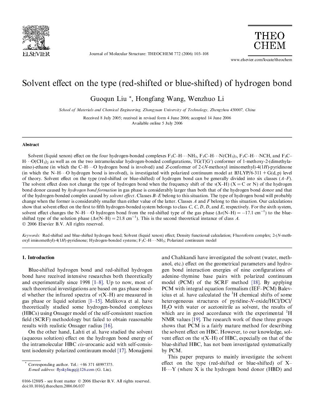 Solvent effect on the type (red-shifted or blue-shifted) of hydrogen bond