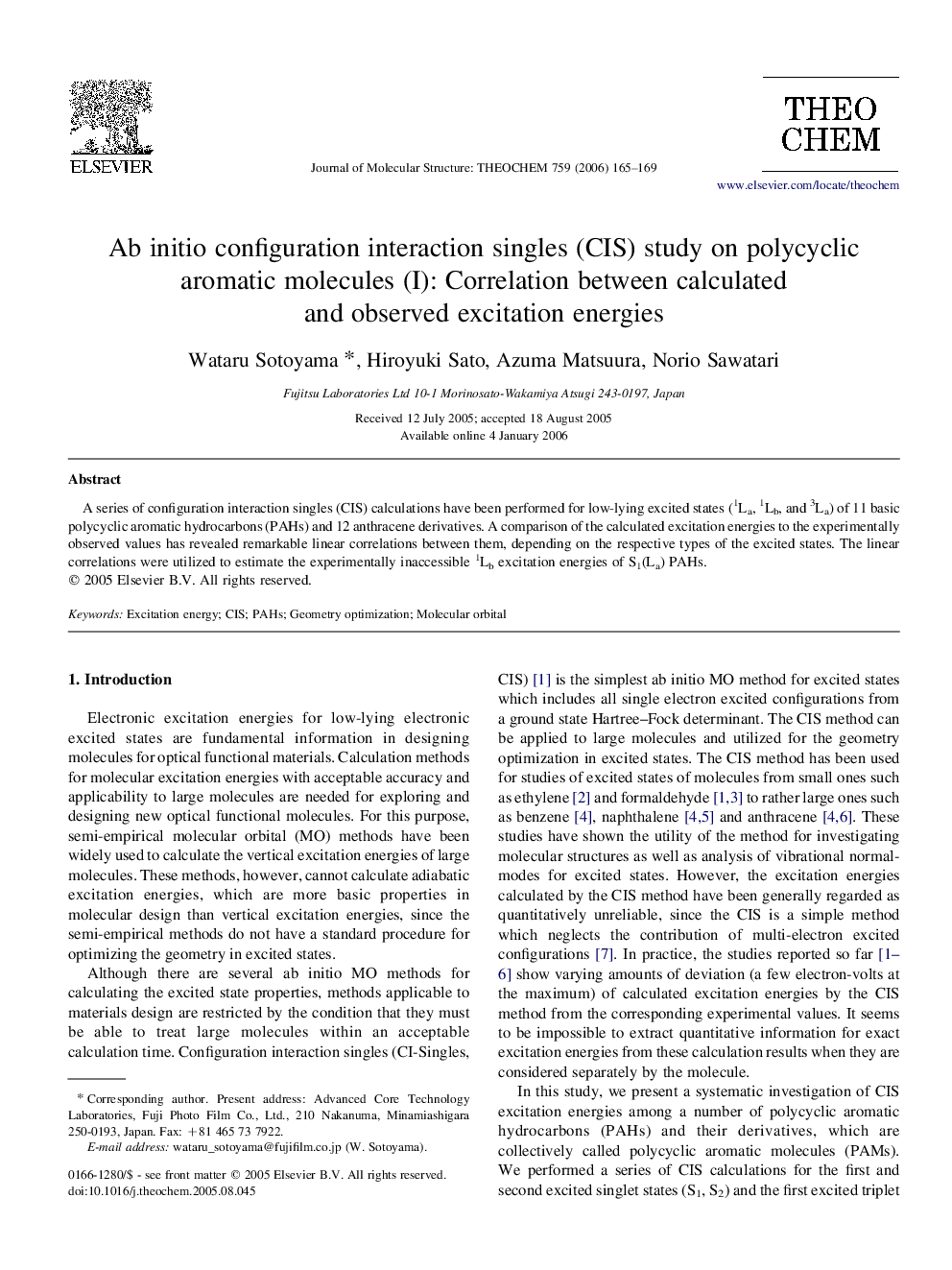 Ab initio configuration interaction singles (CIS) study on polycyclic aromatic molecules (I): Correlation between calculated and observed excitation energies