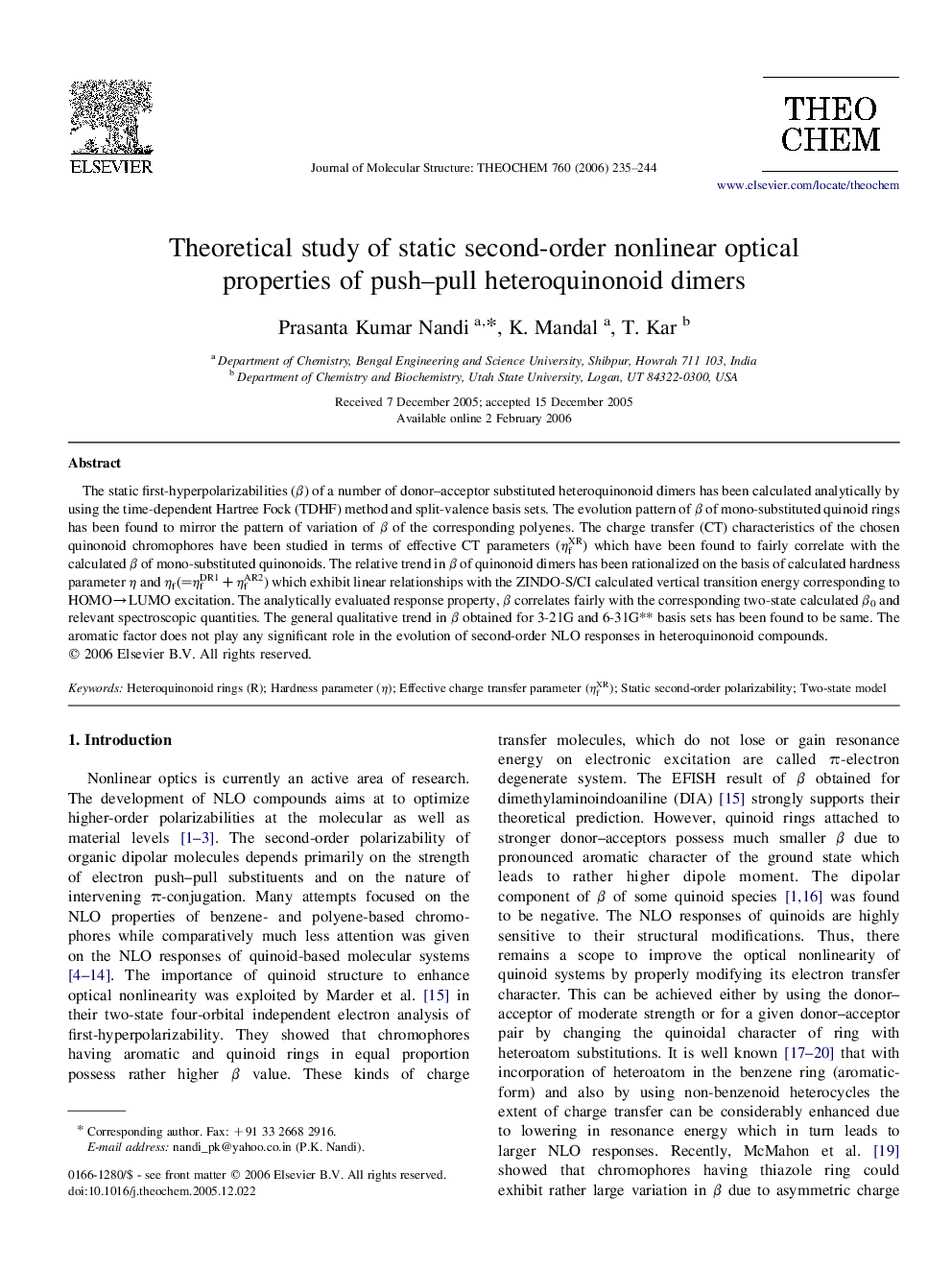 Theoretical study of static second-order nonlinear optical properties of push-pull heteroquinonoid dimers