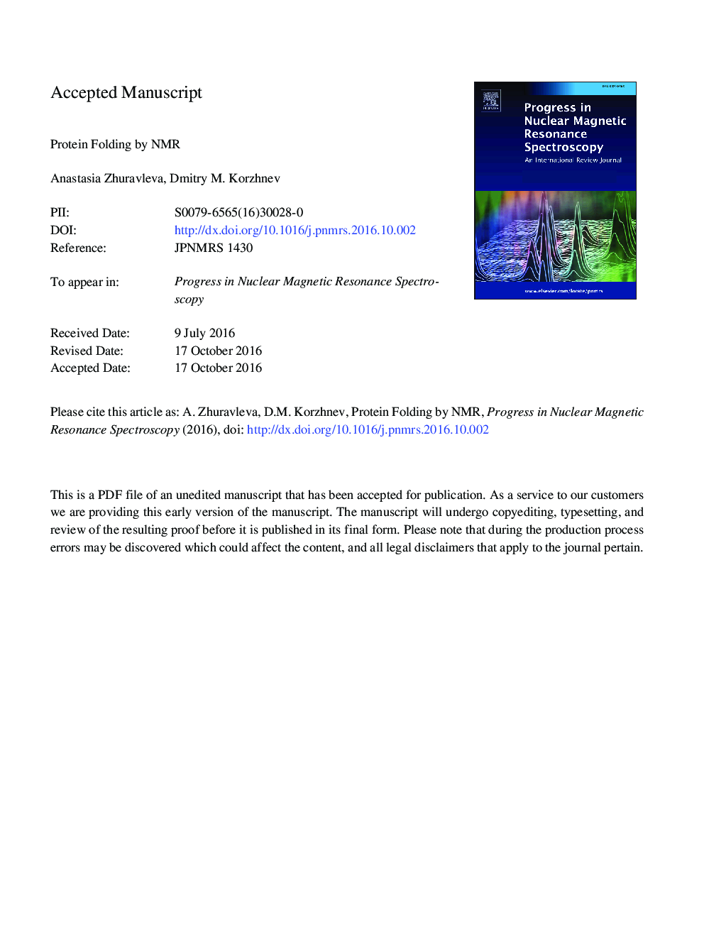 Protein folding by NMR