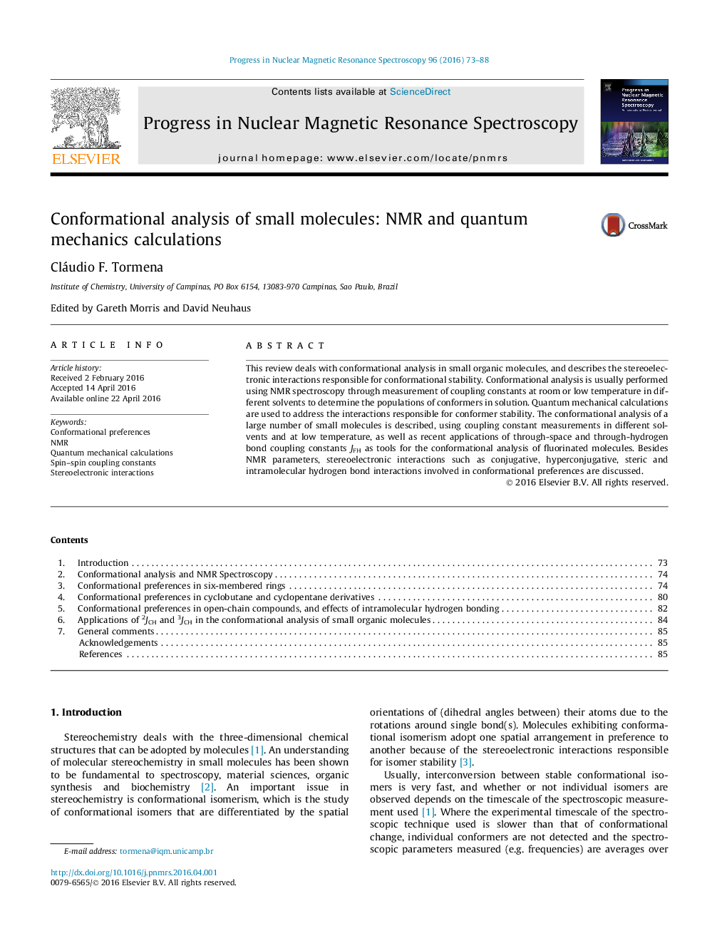 Conformational analysis of small molecules: NMR and quantum mechanics calculations