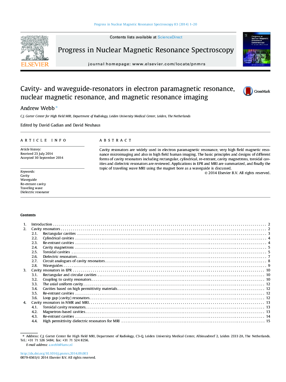 Cavity- and waveguide-resonators in electron paramagnetic resonance, nuclear magnetic resonance, and magnetic resonance imaging