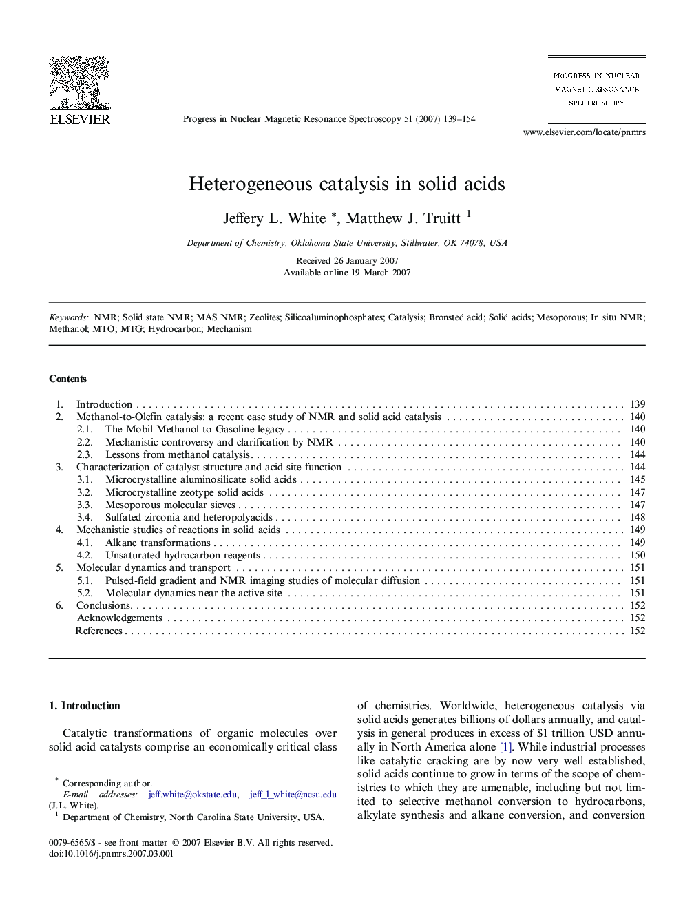 Heterogeneous catalysis in solid acids