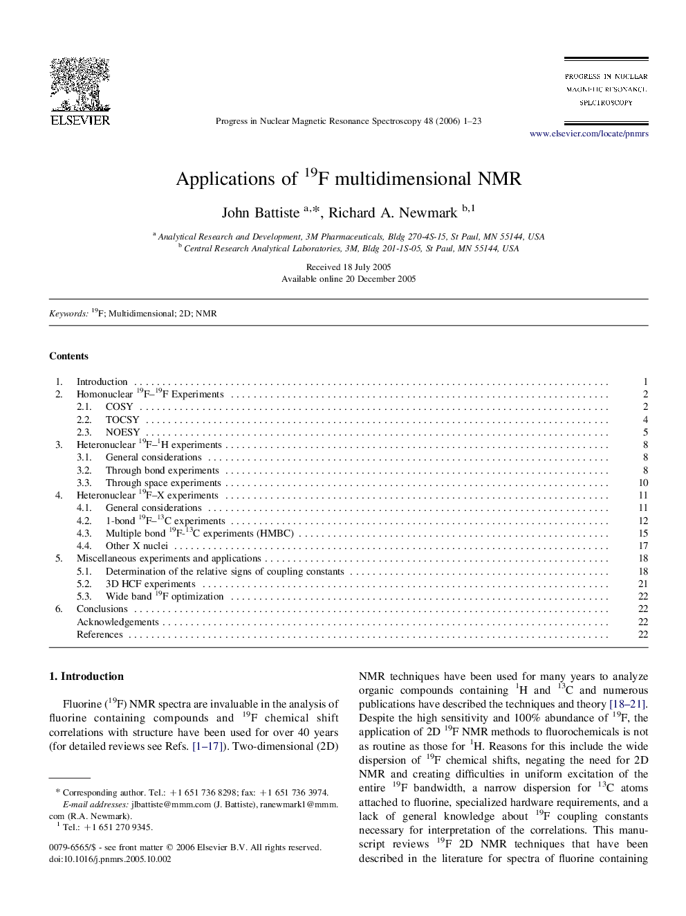 Applications of 19F multidimensional NMR