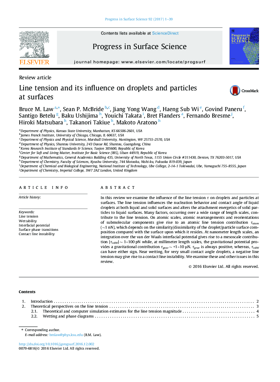 Line tension and its influence on droplets and particles at surfaces