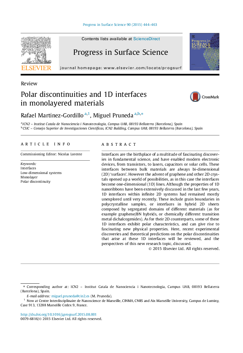 Polar discontinuities and 1D interfaces in monolayered materials