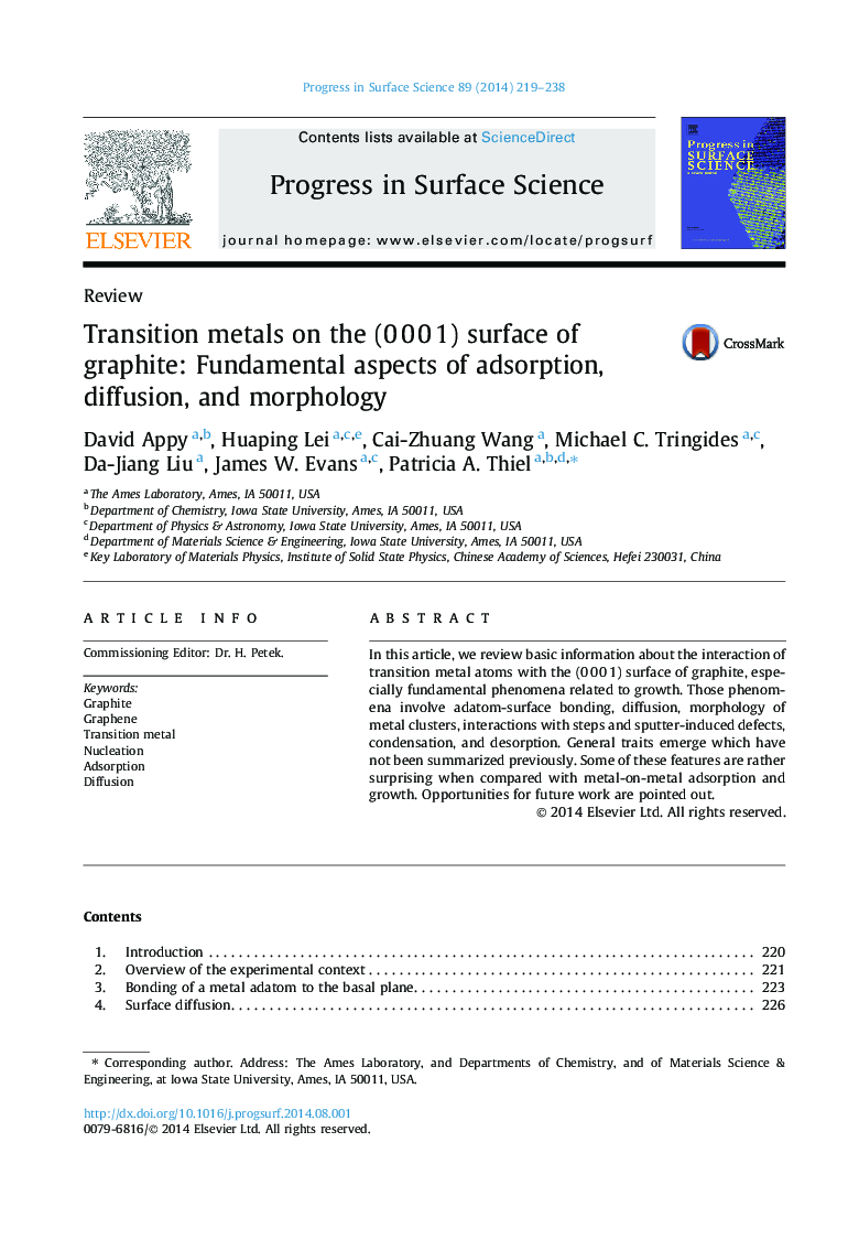Transition metals on the (0Â 0Â 0Â 1) surface of graphite: Fundamental aspects of adsorption, diffusion, and morphology