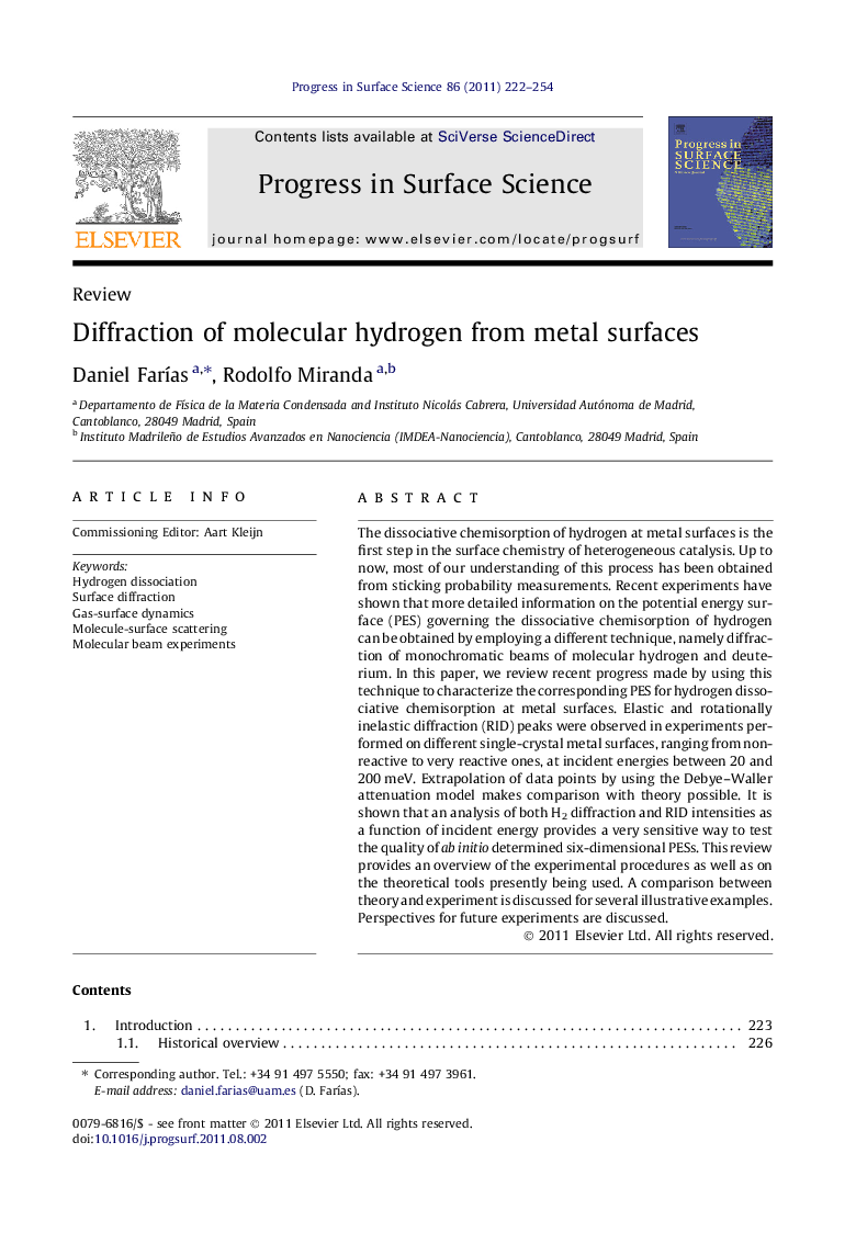 Diffraction of molecular hydrogen from metal surfaces