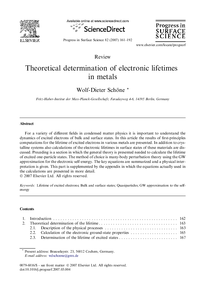 Theoretical determination of electronic lifetimes in metals