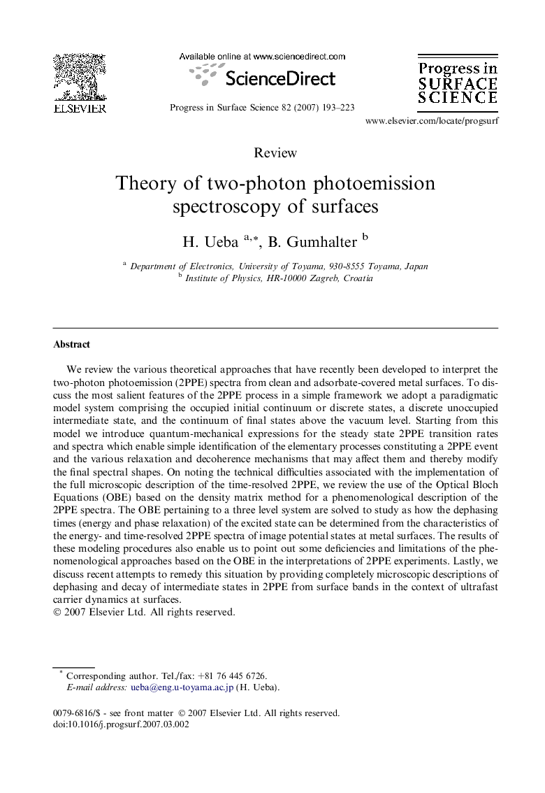 Theory of two-photon photoemission spectroscopy of surfaces