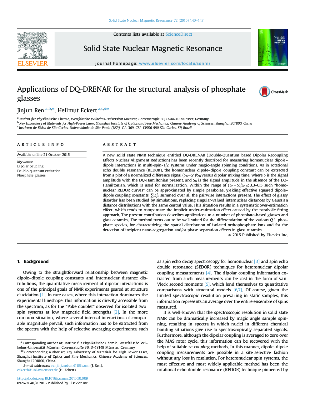 Applications of DQ-DRENAR for the structural analysis of phosphate glasses