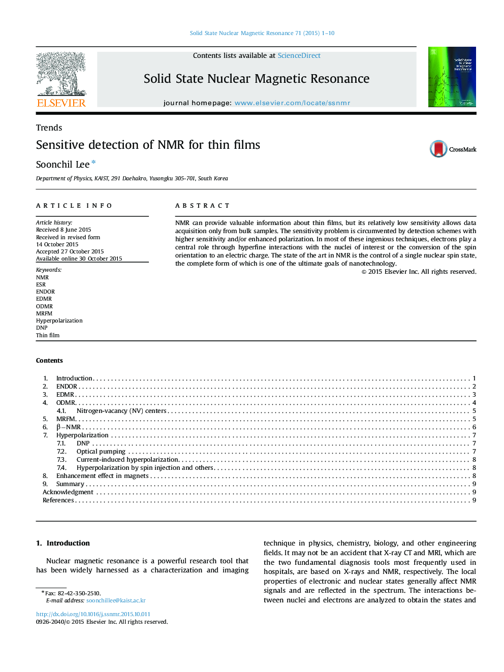 Sensitive detection of NMR for thin films