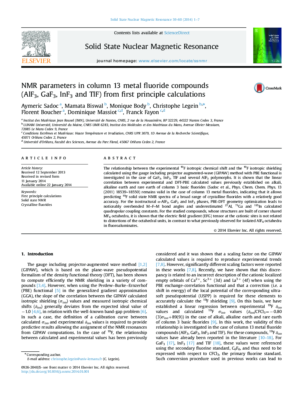 NMR parameters in column 13 metal fluoride compounds (AlF3, GaF3, InF3 and TlF) from first principle calculations