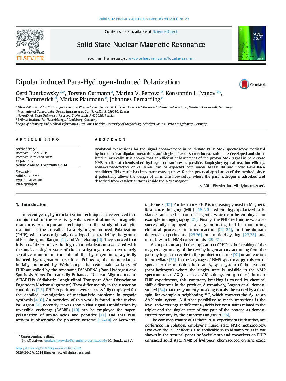 Dipolar induced Para-Hydrogen-Induced Polarization