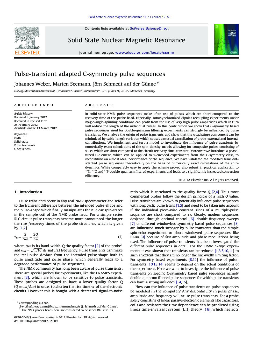 Pulse-transient adapted C-symmetry pulse sequences
